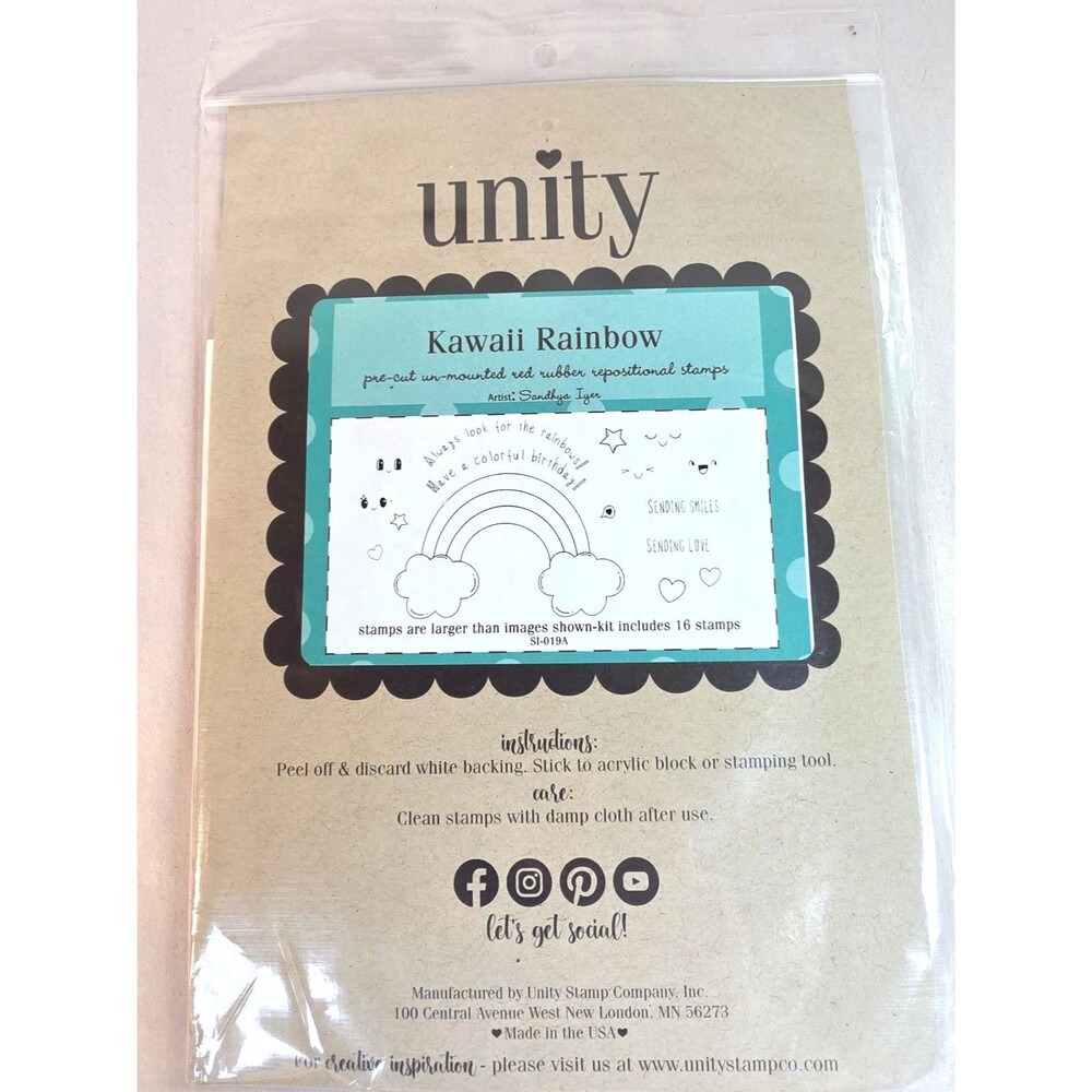 Rare New Unity 16  Stamps Kawaii Rainbow SI-019A  Rubber Stamps Stamping USA